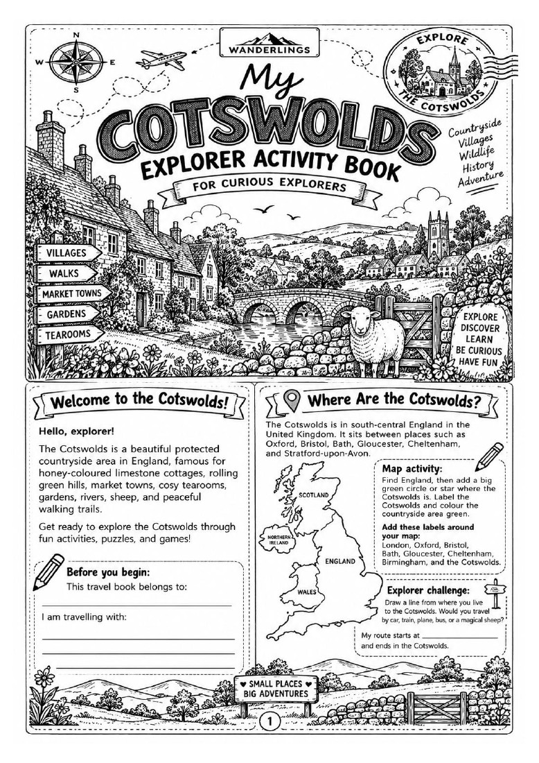 My Cotswolds Explorer Activity Pack printable cover