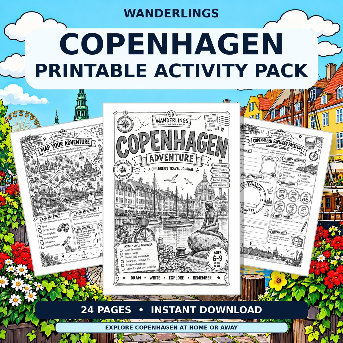 Copenhagen Adventure printable activity pack cover