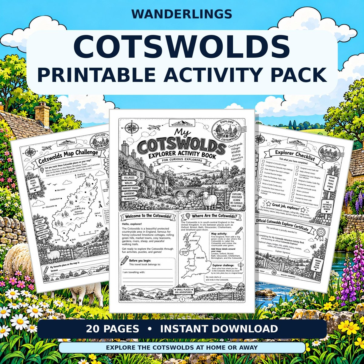 Cotswolds Explorer printable activity pack cover