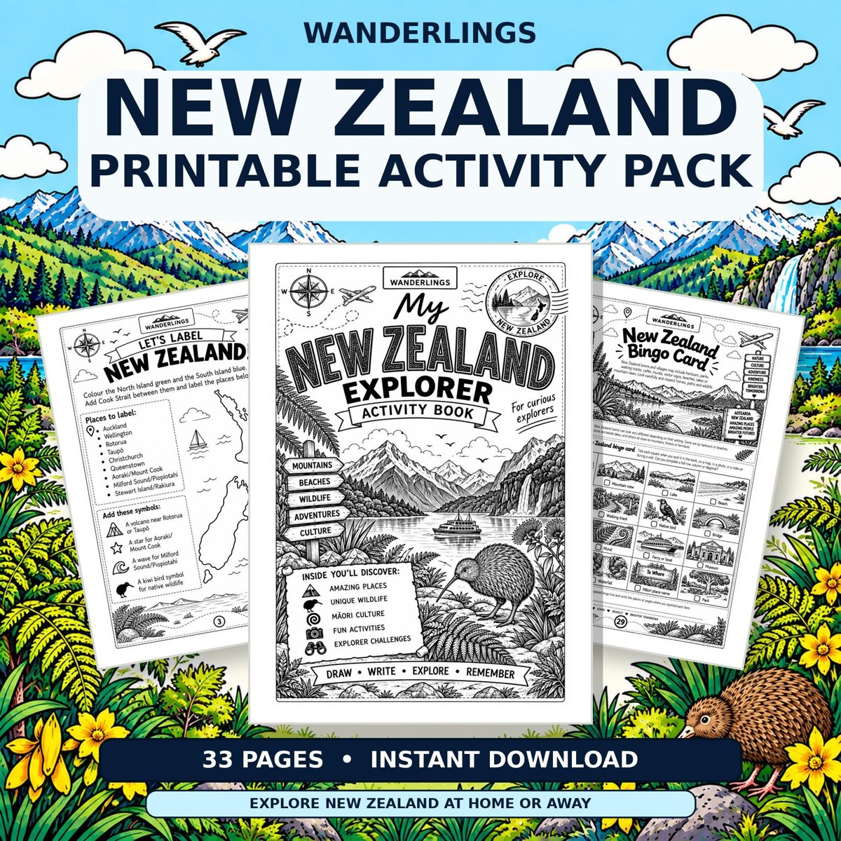 New Zealand Explorer Etsy listing preview