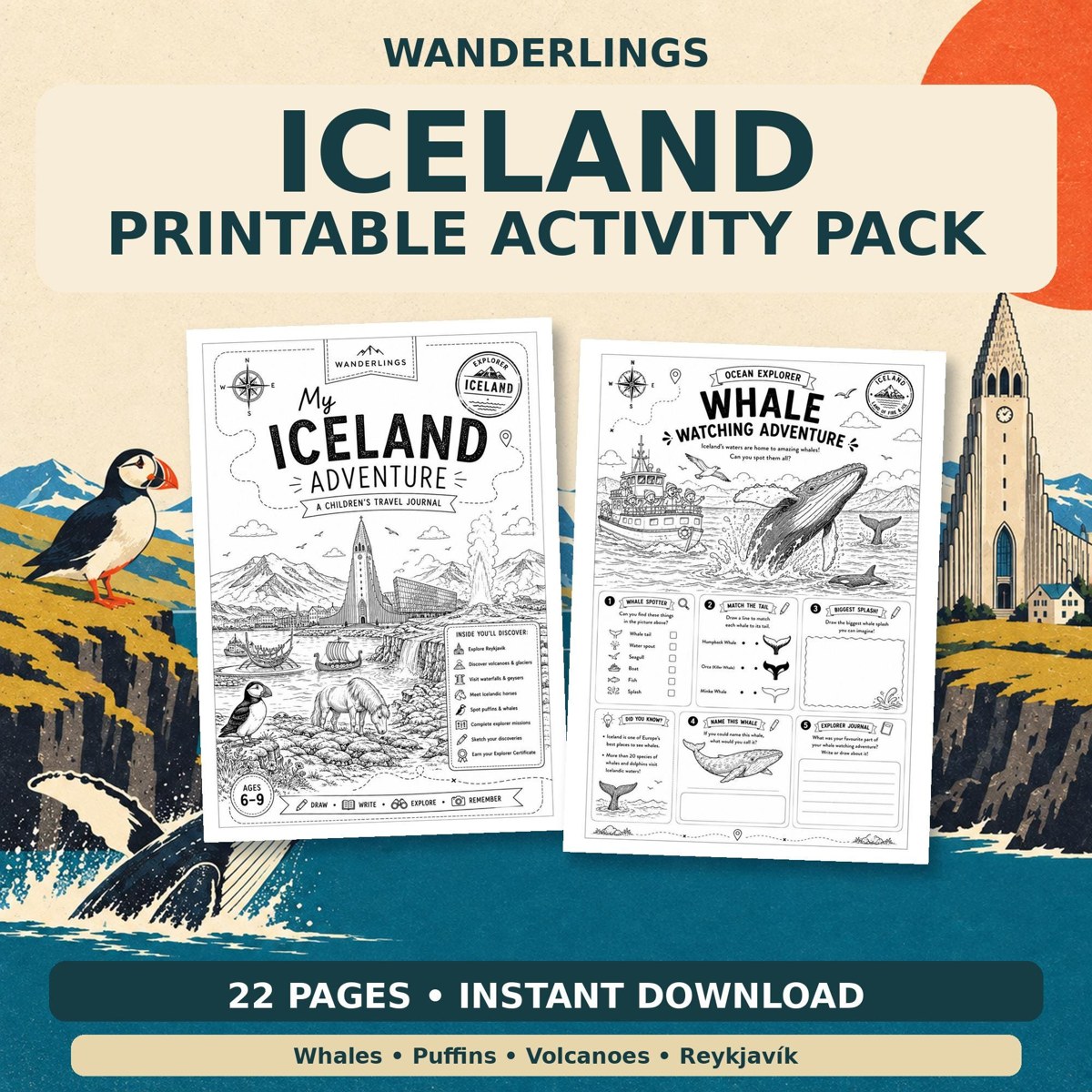 Iceland Adventure printable activity pack cover