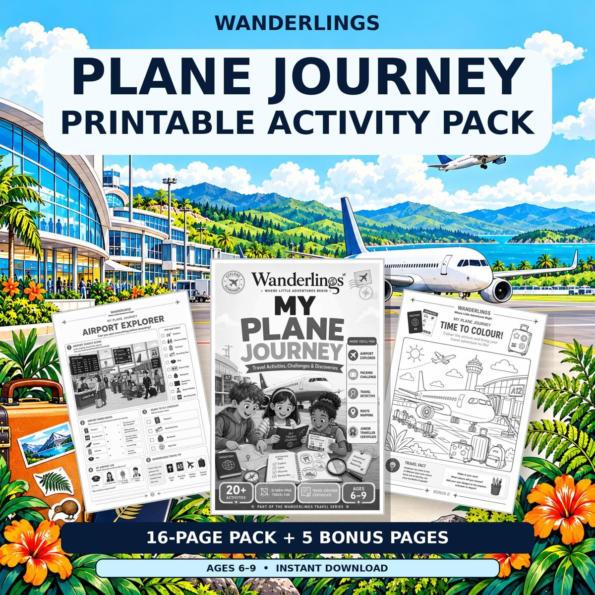Plane Journey Pack printable activity pack cover
