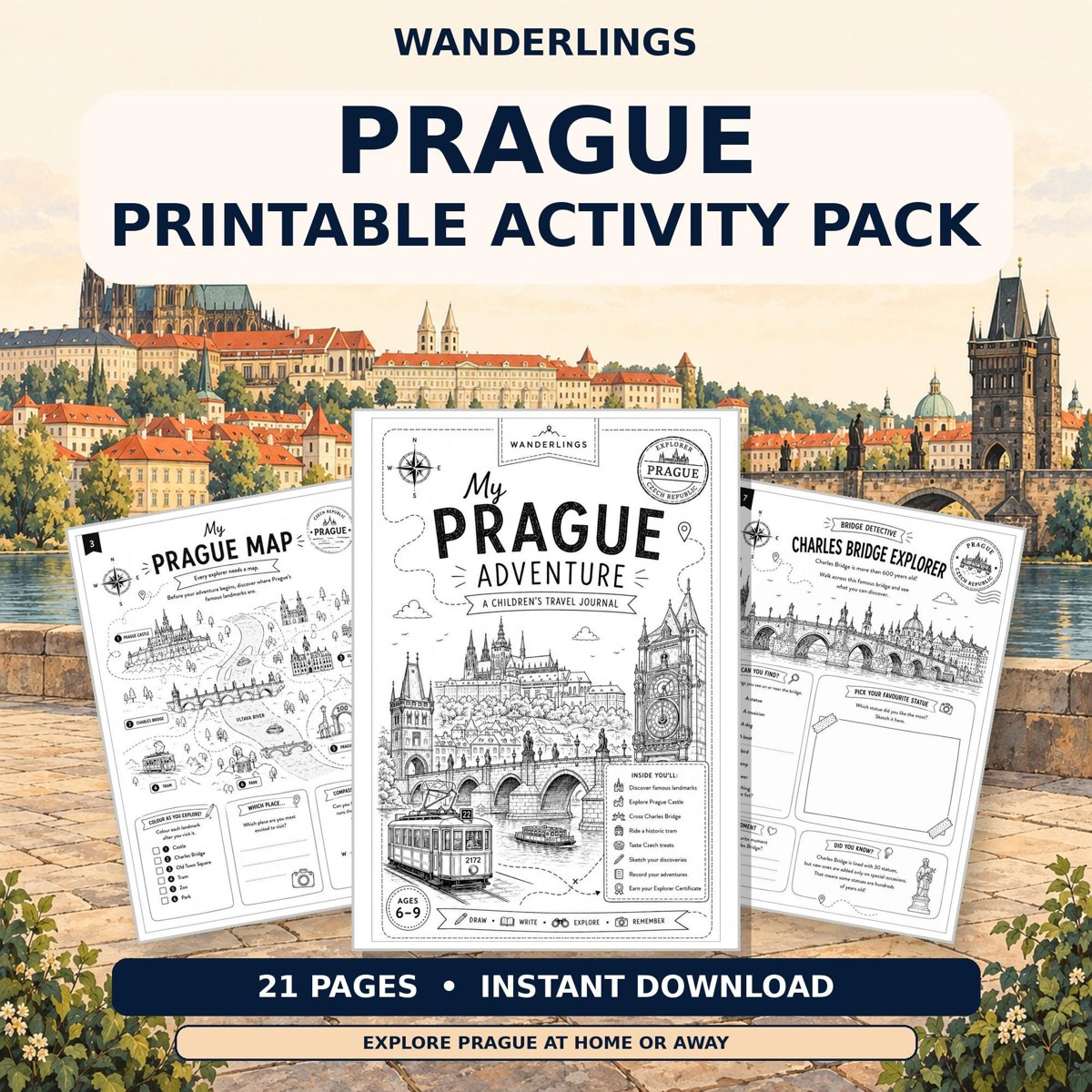 Prague Adventure printable activity pack cover
