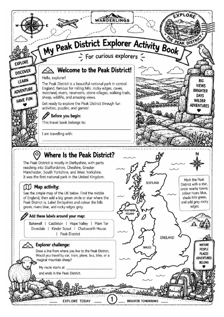 My Peak District Explorer Activity Pack printable cover